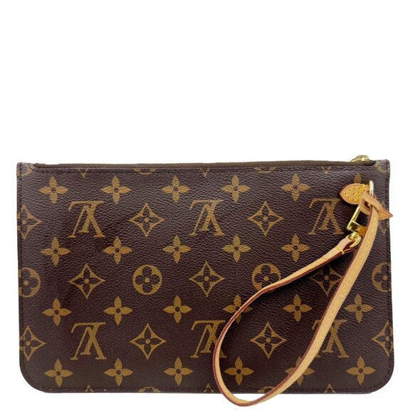 Louis Vuitton Neverfull Monogram Canvas Pochette Wristlet Brown - Picture 4 of 14